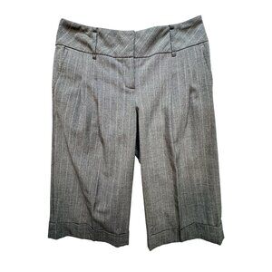 Ann Taylor Loft Capri Shorts Womens Gray 6 Ann Pinstriped Flat Front Casual